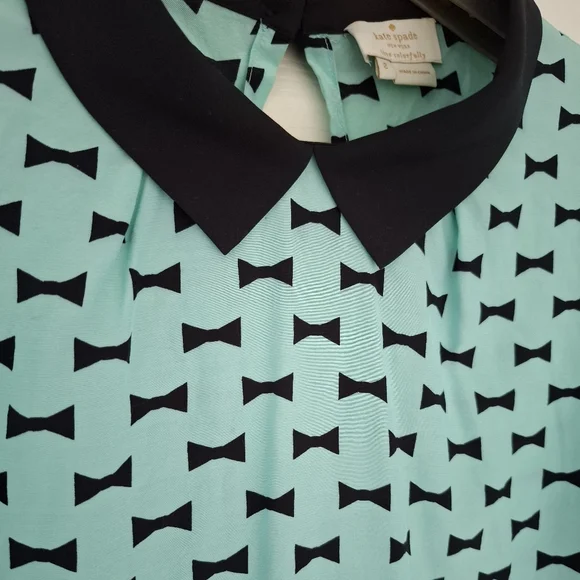 Kate Spade Isadora Mint Green And Black Silk Top Size 2 - Picture 6 of 9